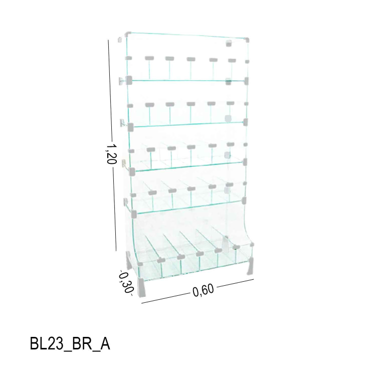 Baleiro De Vidro Expositor - 0,60 X 1,20 X 0,30 Conectivos Brancos 1