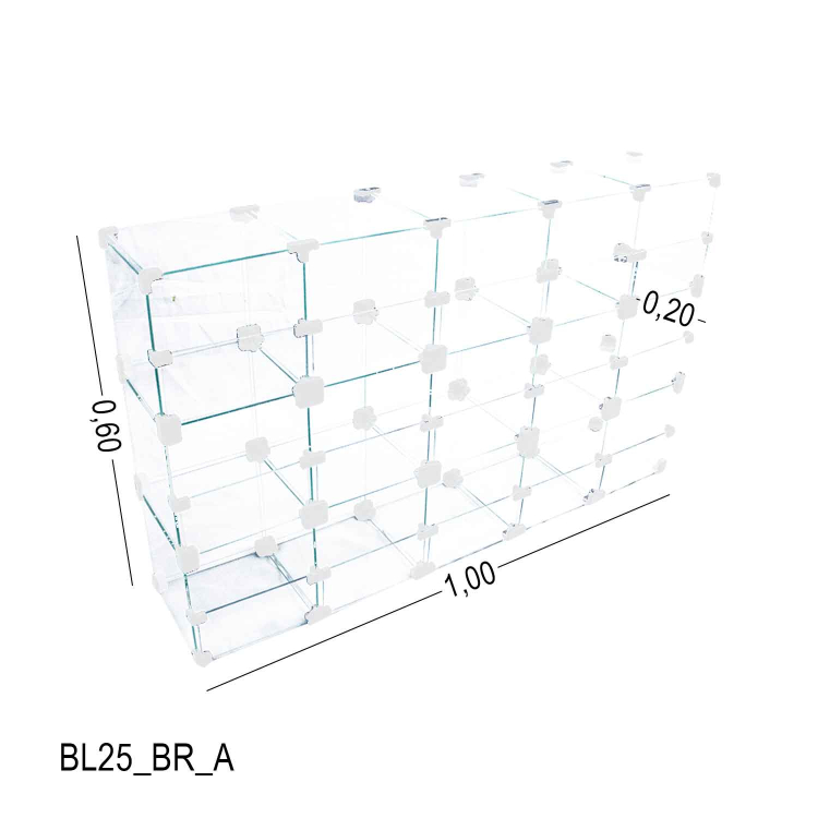 Baleiro de Vidro Expositor 1,00 x 0,60 x 0,20 Conectivos Branco 1