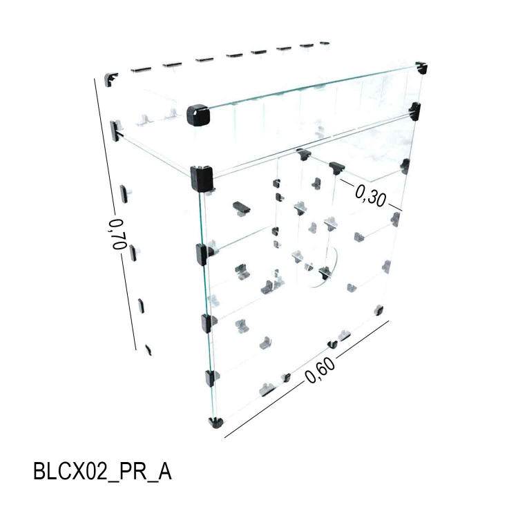 Baleiro Caixa de Vidro com Expositor para Cigarro - C/ Conectivo Preto - 0,60 x 0,70 x 0,30m 1