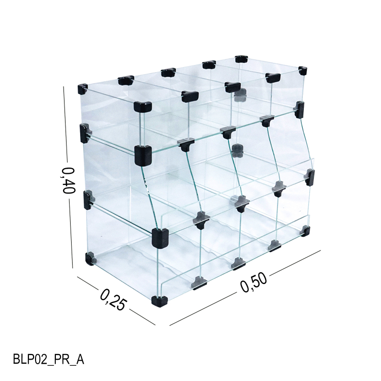 Baleiro Preto De Vidro Piramide  - 0,50 x 0,40 x 0,25m 1