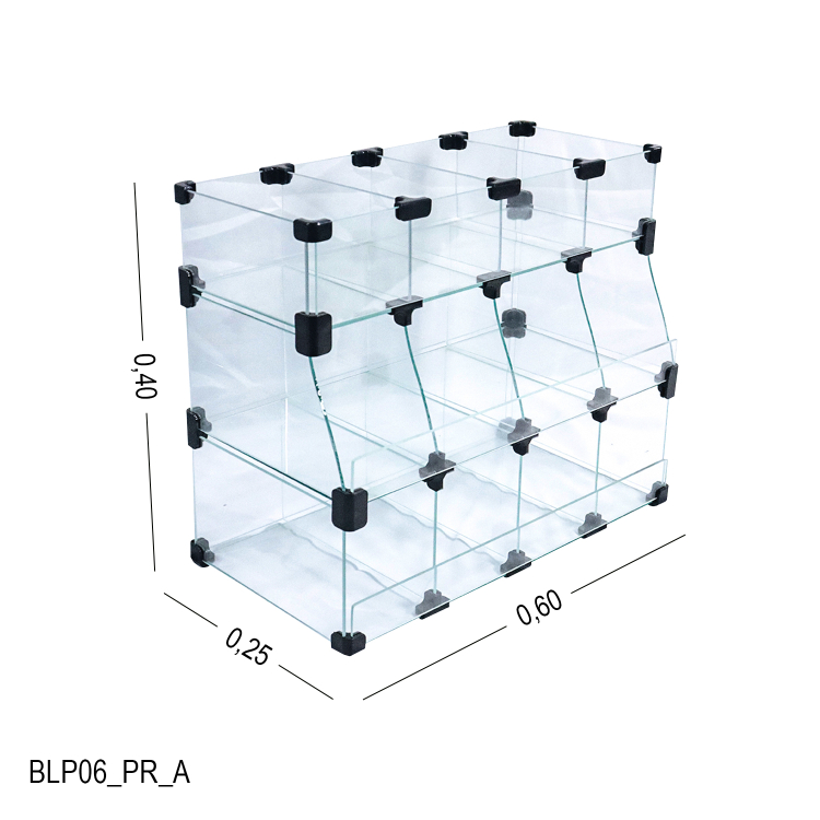 Baleiro Preto De Vidro Piramide - 0,60 x 0,40 x 0,25m 1