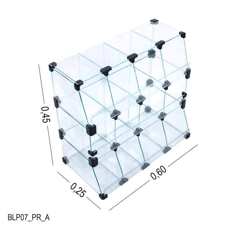 Baleiro Preto De Vidro Piramide - 0,60 x 0,45 x 0,25m 1