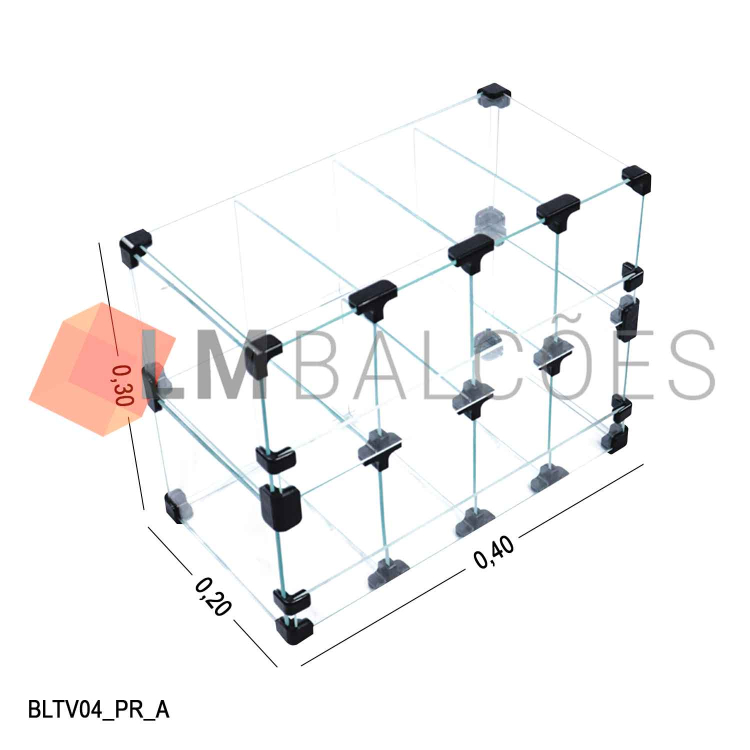 Baleiro De Vidro -  0,40 x 0,30 x 0,20 M Com Tvazado 1