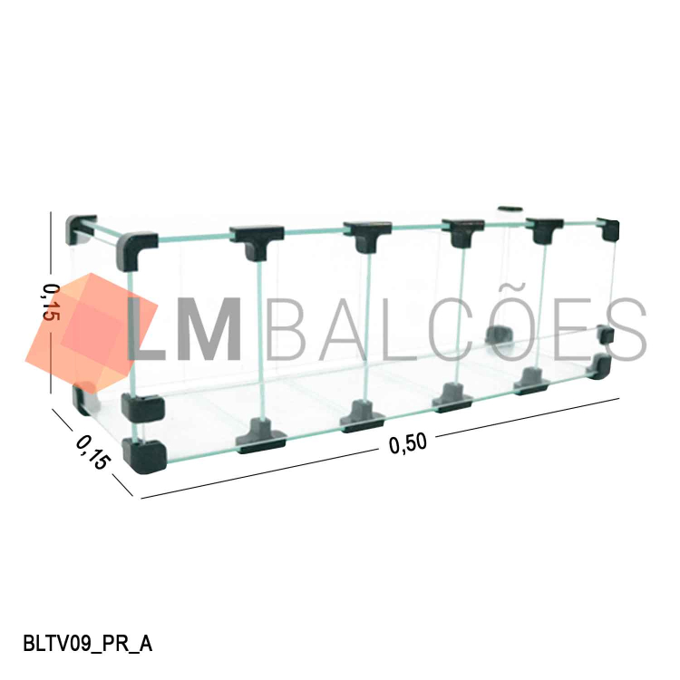 Baleiro De Vidro  - 0,50 X 0,15 X 0,15 M  C/ TV 1