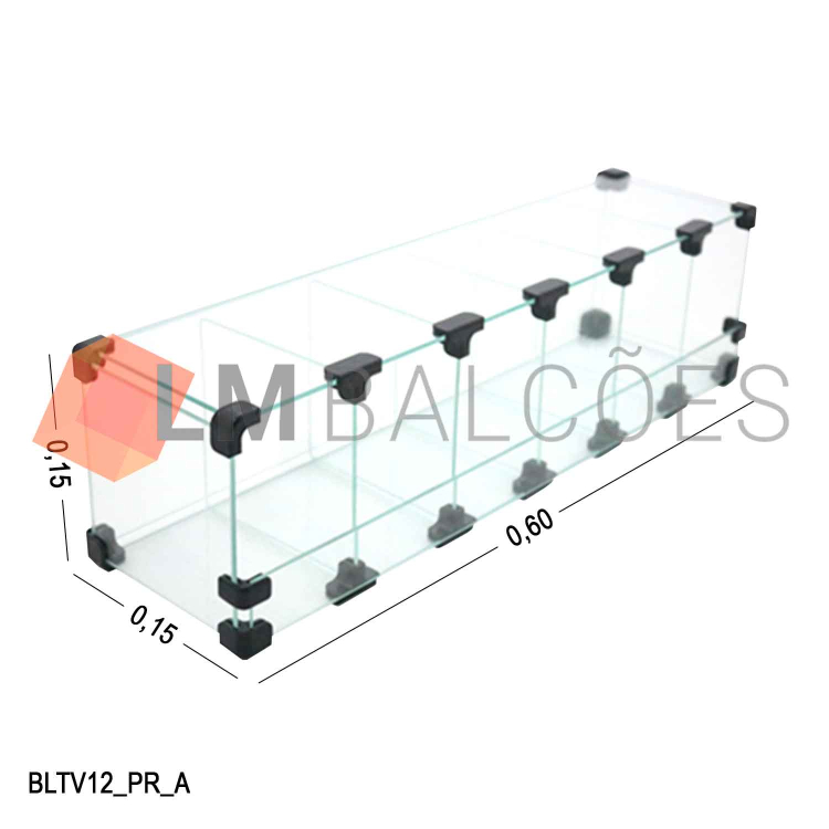 Baleiro De Vidro - 0,60 X 0,15 X 0,15 M C/ TV 1