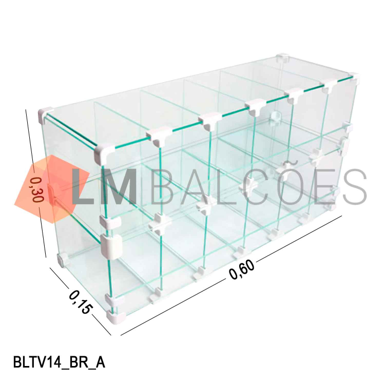 Baleiro De Vidro - 0,60 x 0,30 x 0,15 M  conectivos brancos 1