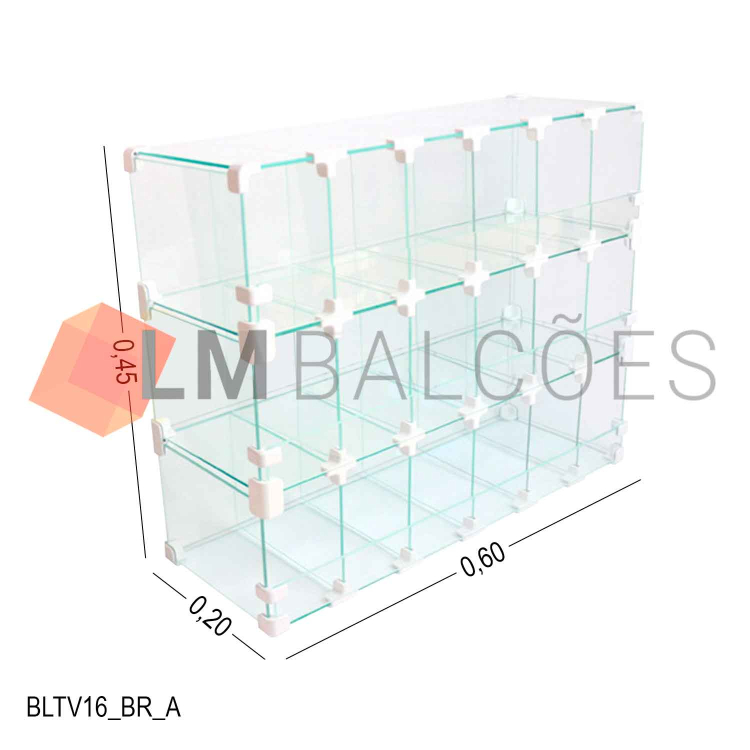 Baleiro De Vidro  - 0,60 X 0,45 X 0,20 M - Conectivos Brancos 1