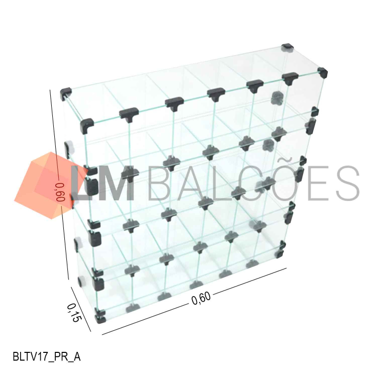 Baleiro De Vidro - 0,60 X 0,60 X 0,15 M C/ TV 1