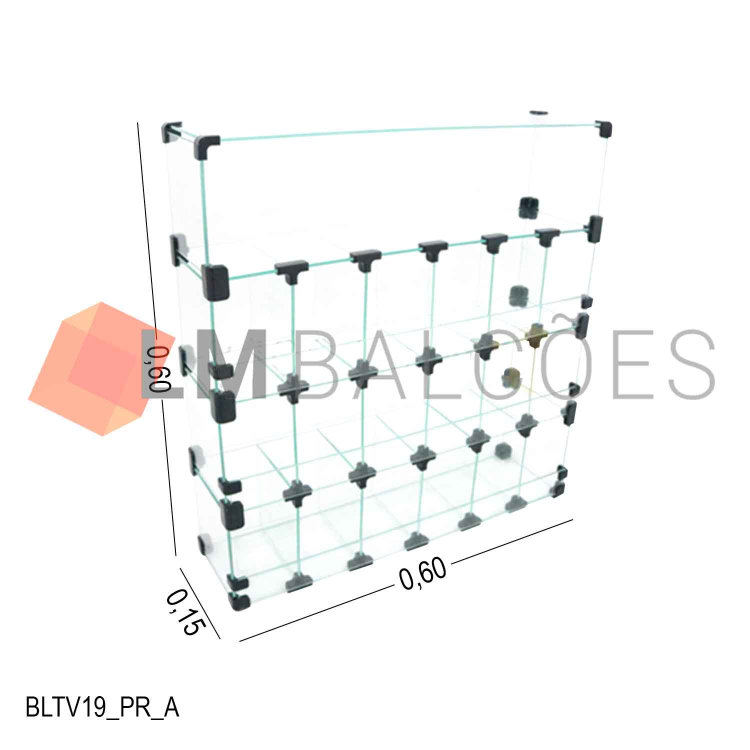 Baleiro De Vidro Display - 0,60 x 0,60 x 0,15 M C/ TV 1