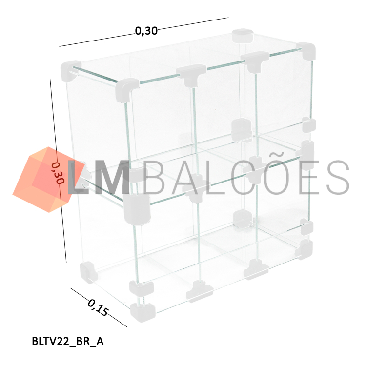 Baleiro de Vidro 0,30 x 0,30 x 0,15 M  c/ TV (Branco) 1