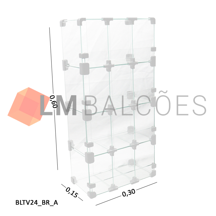 Baleiro Expositor Branco de Vidro 0,30 x 0,60 x 0,15m 1