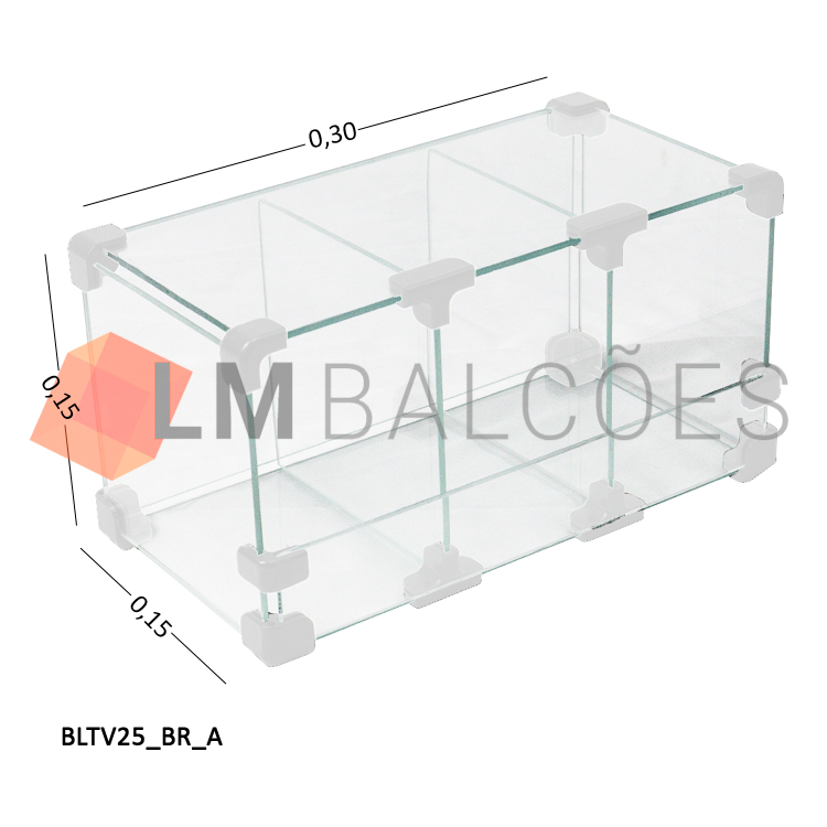 Baleiro Expositor Branco de Vidro 0,30 x 0,15 x 0,15m 1