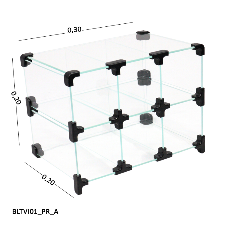 Baleiro Preto de Vidro - 0,30 x 0,20 x 0,20m
