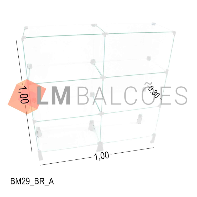 Balcao De Vidro  - 1,00 x 1,00 x 0,30 - Conectivos Brancos 1
