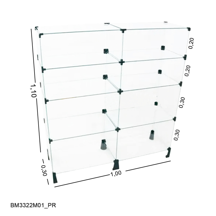 Balcao de Vidro - 30,30,20,20  - 1,00 x 1,10 x 0,30 1