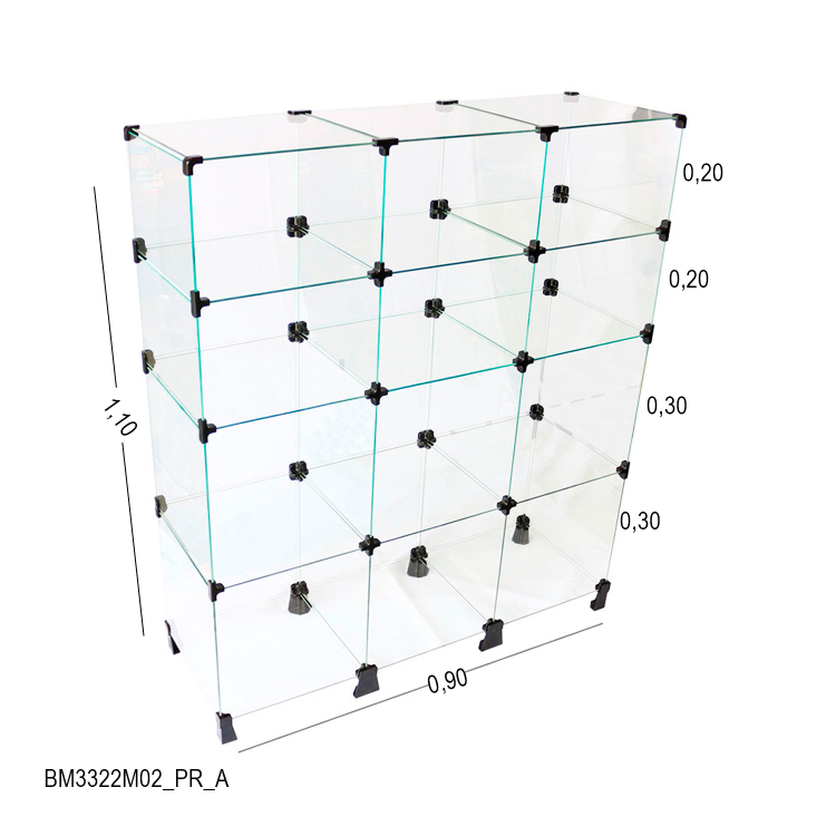 Balcao de Vidro - 30,30,20,20 - 0,90 x 1,10 x 0,30 1