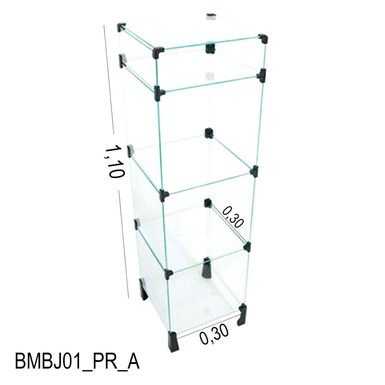 Balcão de Vidro com Porta Bijuteria - 0,30 x 1,10 x 0,30 M 1
