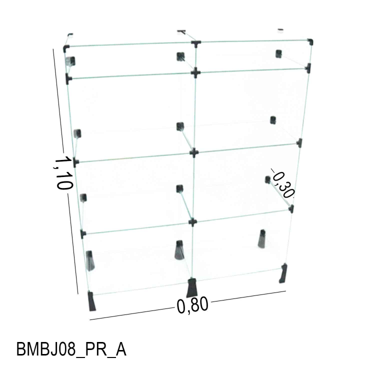 Balcão de Vidro com Porta Bijuteria - 0,80 x 1,10 x 0,30 1