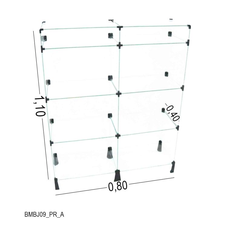 Balcão de Vidro com Porta Bijuteria - 0,80 x 1,10 x 0,40 1