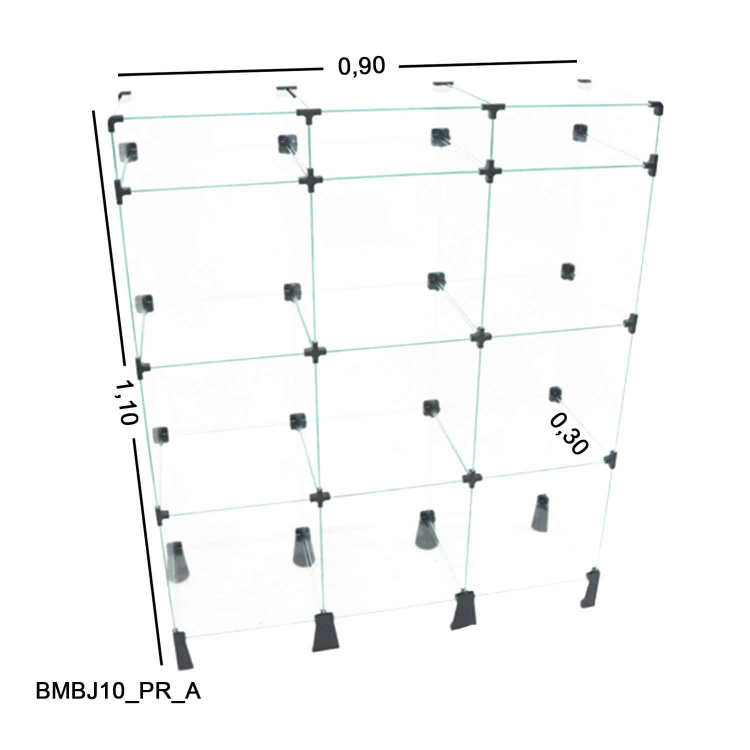 Balcão de Vidro com Porta Bijuteria - 0,90 x 1,10 x 0,30 1