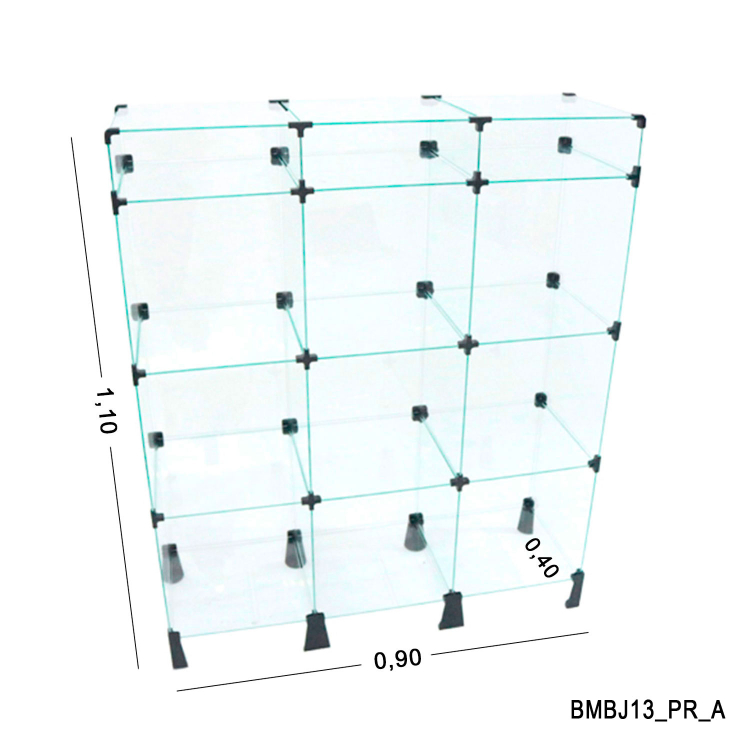 Balcão de Vidro com Porta Bijuteria - 0,90 x 1,10 x 0,40 1