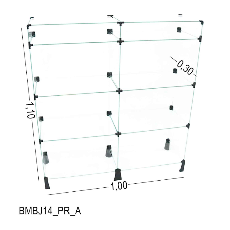 Balcão de Vidro com Porta Bijuteria - 1,00 x 1,10 x 0,30 1