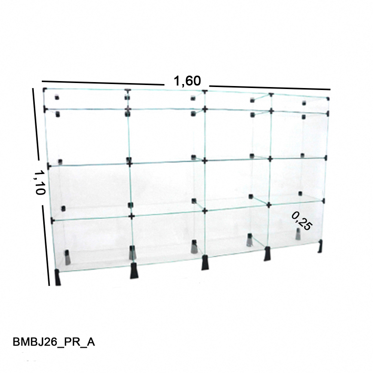 Balcão de Vidro com Porta Bijuteria - 1,60 x 1,10 x 0,25 M 1