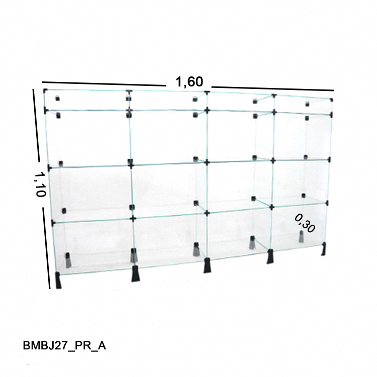 Balcão de Vidro com Porta Bijuteria - 1,60 x 1,10 x 0,30 M 1