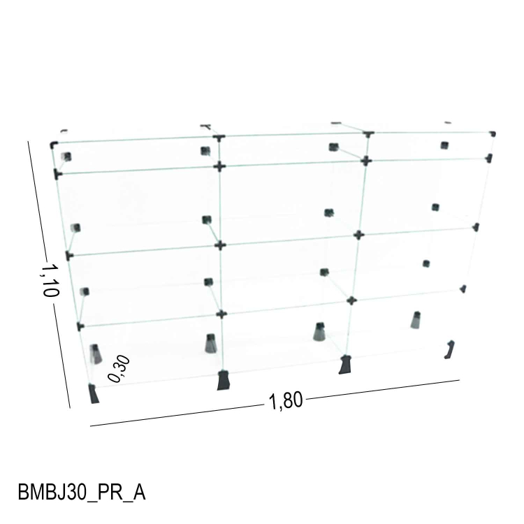 Balcão de Vidro com Porta Bijuteria - 1,80 x 1,10 x 0,30 M 1
