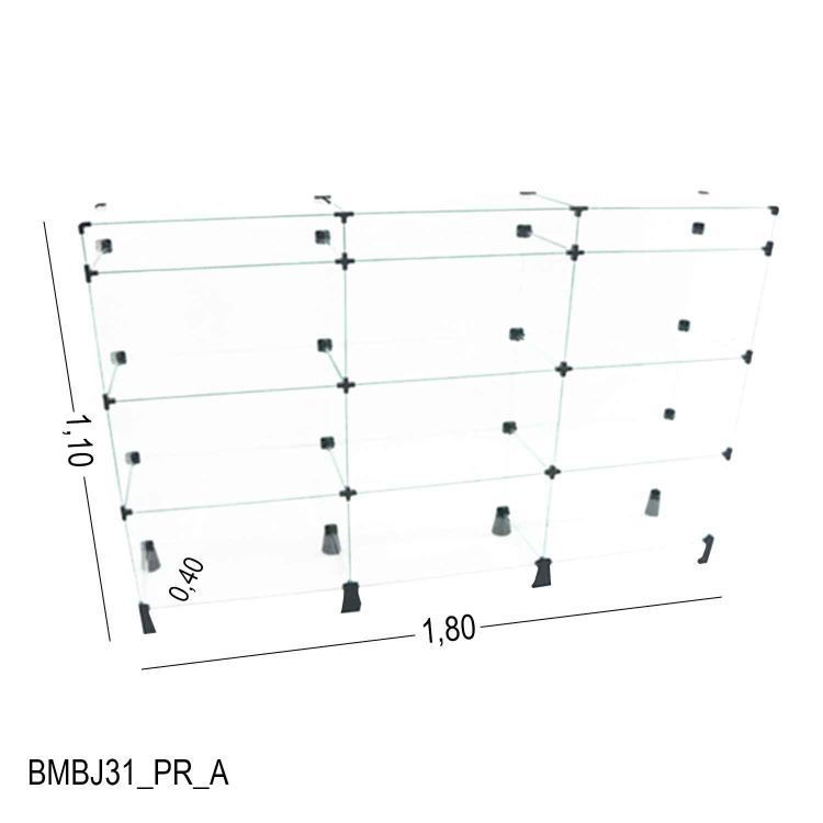 Balcão de Vidro com Porta Bijuteria - 1,80 x 1,10 x 0,40 M 1