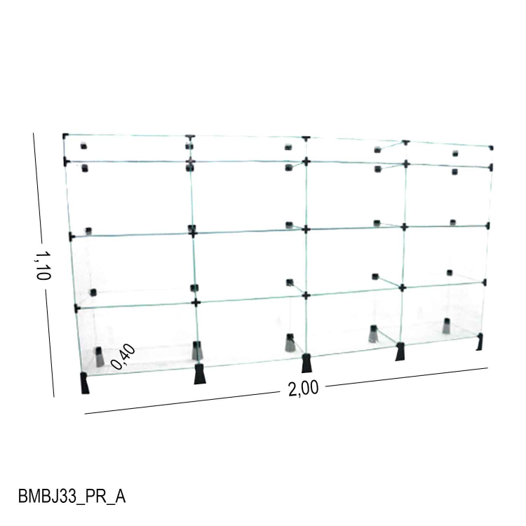 Balcão de Vidro com Porta Bijuteria - 2,00 x 1,10 x 0,40 M 1