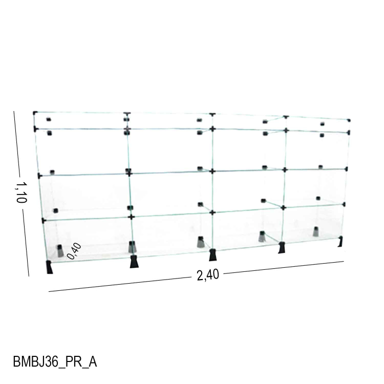 Balcão de Vidro com Porta Bijuteria - 2,40 x 1,10 x 0,40 M 1