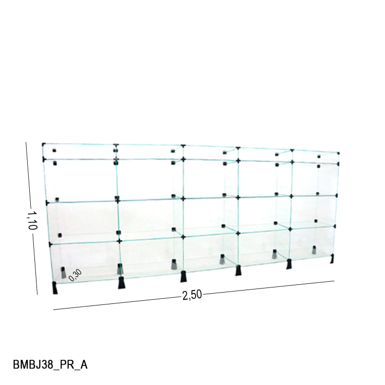 Balcão de Vidro com Porta Bijuteria - 2,50 x 1,10 x 0,30 M 1
