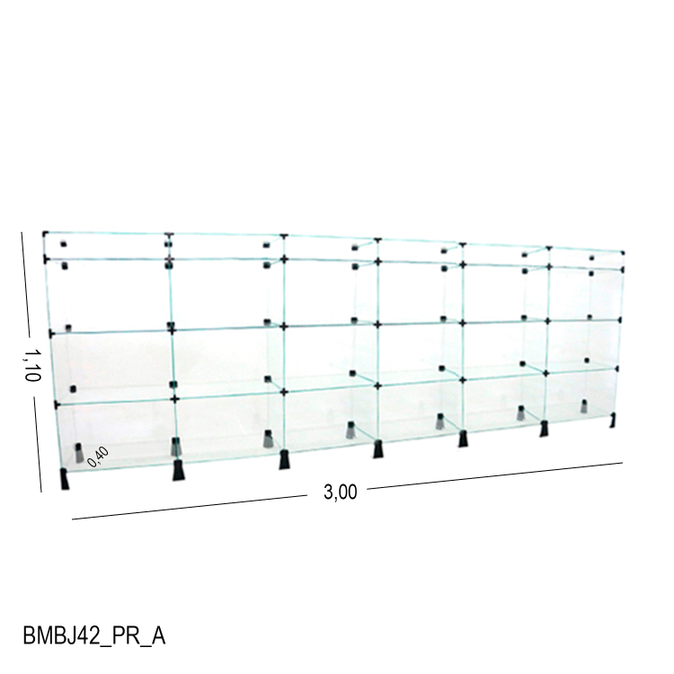 Balcão de Vidro com Porta Bijuteria - 3,00 x 1,10 x 0,40 M 1