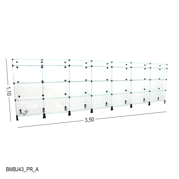 Balcão de Vidro com Porta Bijuteria - 3,50 x 1,10 x 0,25 M 1