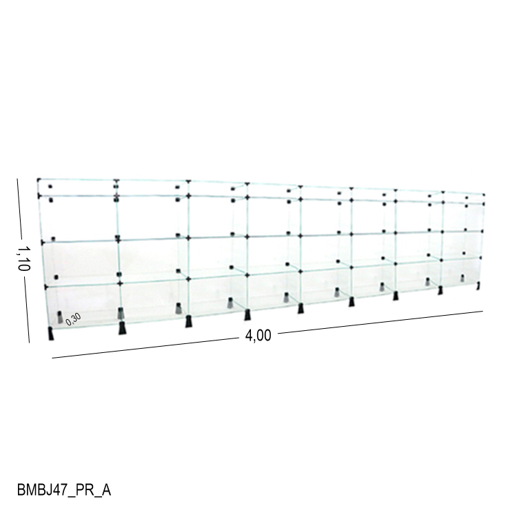 Balcão de Vidro com Porta Bijuteria - 4,00 x 1,10 x 0,30 M 1