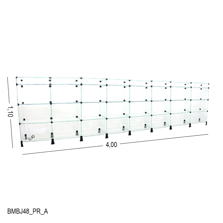 Balcão de Vidro com Porta Bijuteria - 4,00 x 1,10 x 0,40 M 1