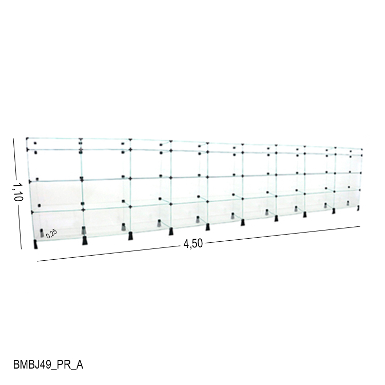 Balcão de Vidro com Porta Bijuteria - 4,50 x 1,10 x 0,25 M 1