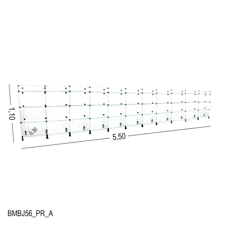Balcão de Vidro com Porta Bijuteria - 5,50 x 1,10 x 0,30 M 1