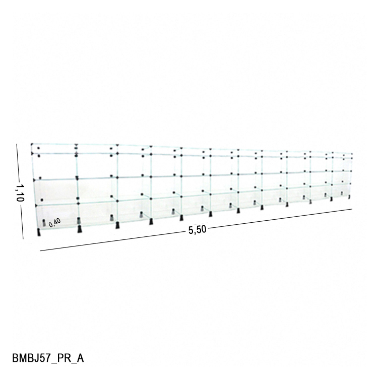 Balcão de Vidro com Porta Bijuteria - 5,50 x 1,10 x 0,40 M 1