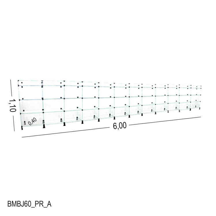 Balcão de Vidro com Porta Bijuteria - 6,00 x 1,10 x 0,40 M 1