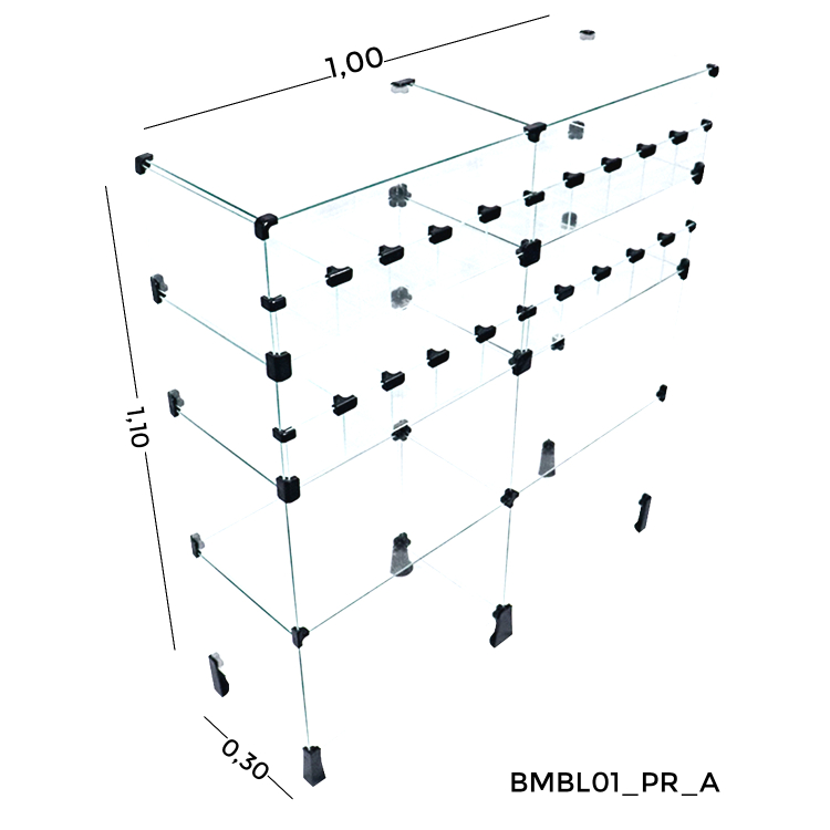 Balcão Baleiro De Vidro - 1,00 x 1,10 x 0,30 M 1