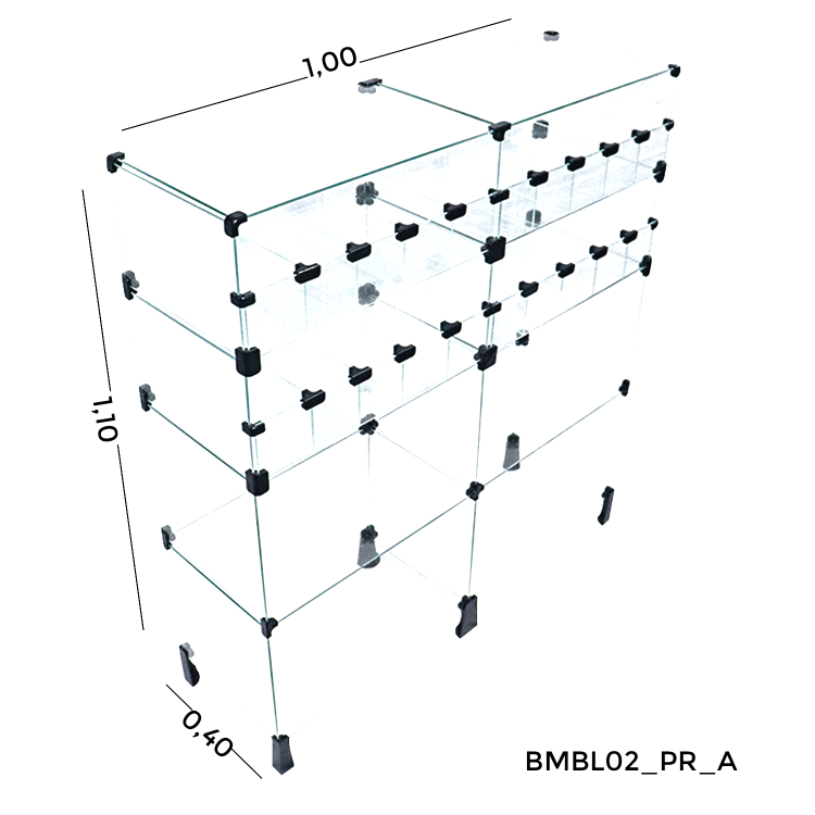 Balcão Baleiro De Vidro - 1,00 x 1,10 x 0,40 M 1