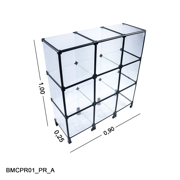 Balcão de vidro C/ Veda pó - 0,90 x 1,00 x 0,25 1