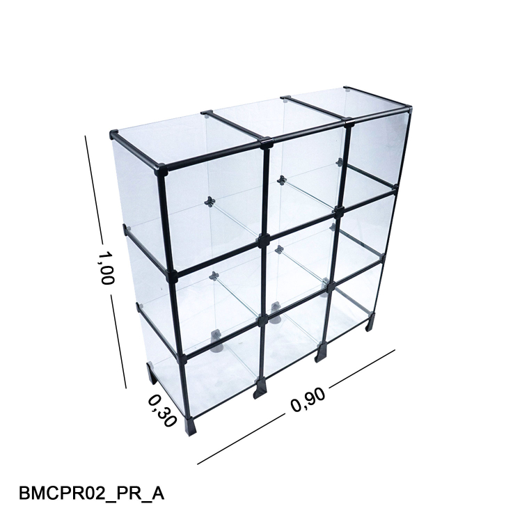 Balcão de vidro C/ Veda pó - 0,90 x 1,00 x 0,30 1
