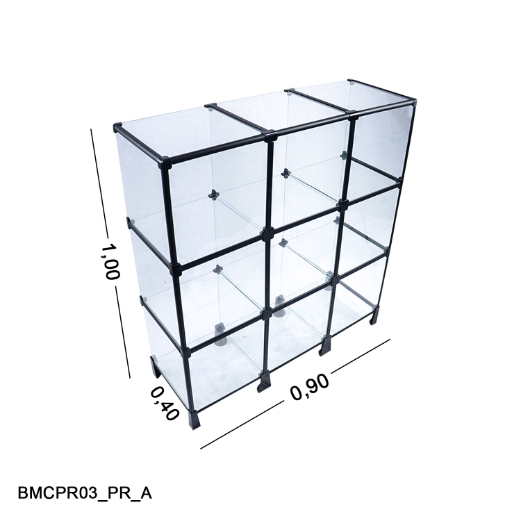 Balcão de vidro C/ Veda pó - 0,90 x 1,00 x 0,40 1