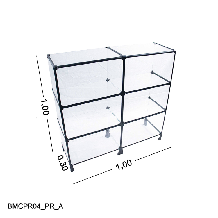 Balcão De Vidro Com Veda Pó 1,00 x 1,00 x 0,30 M 1