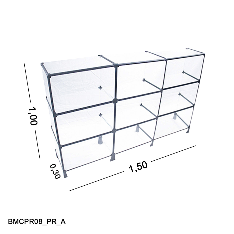 Balcão de vidro C/ Veda pó - 1,50 x 1,00 x 0,30 1