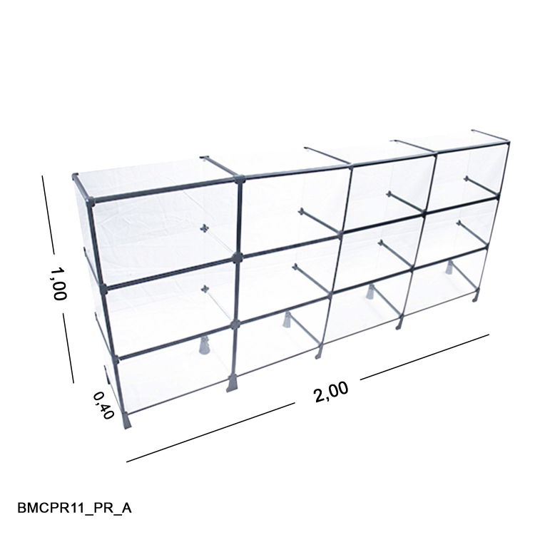 Balcão de Vidro Com Veda Pó - 2,00 x 1,00 x 0,40 M 1