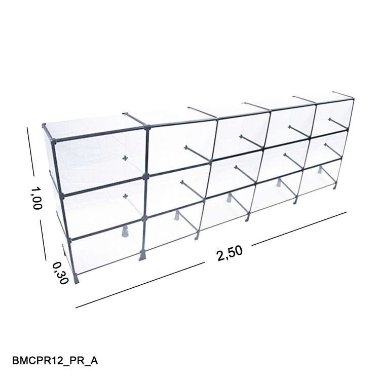Balcão de vidro C/ Veda pó - 2,50 X 1,00 X 0,30 1